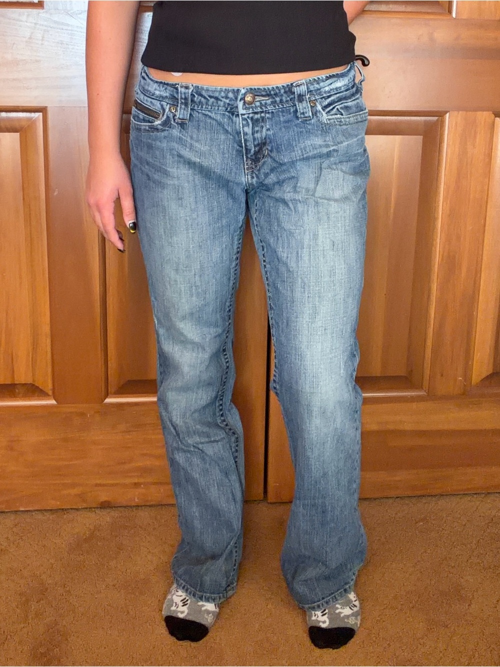 Vintage Aeropostale Low rise flare stretch medium wash jeans womenβs 9/10 Y2K
